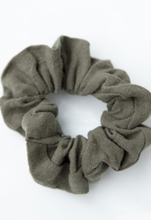 Product shot of Small Scrunchie in Moss Linen.