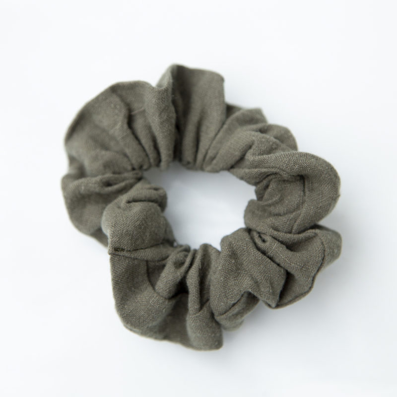 Product shot of Small Scrunchie in Moss Linen.