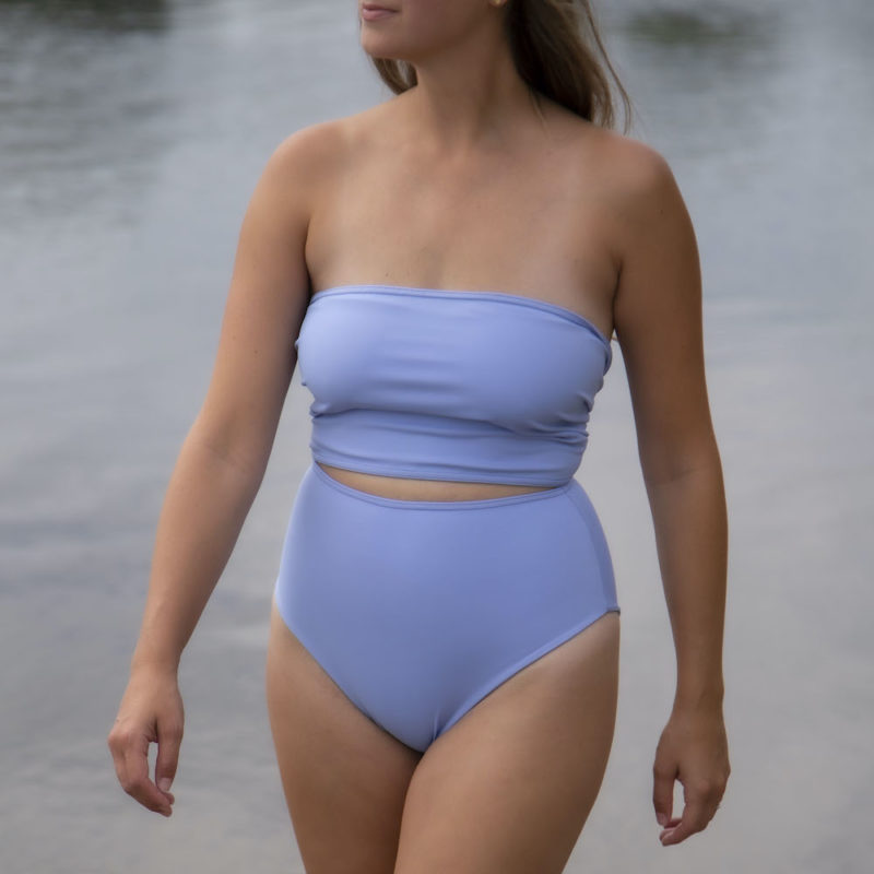Front view of straight size model wearing High Waisted Bikini Bottoms in Periwinkle.