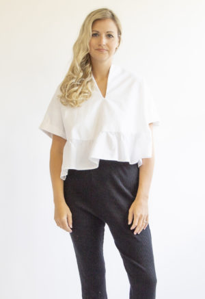 Sustain: Cropped Ruffle Blouse, XS/S