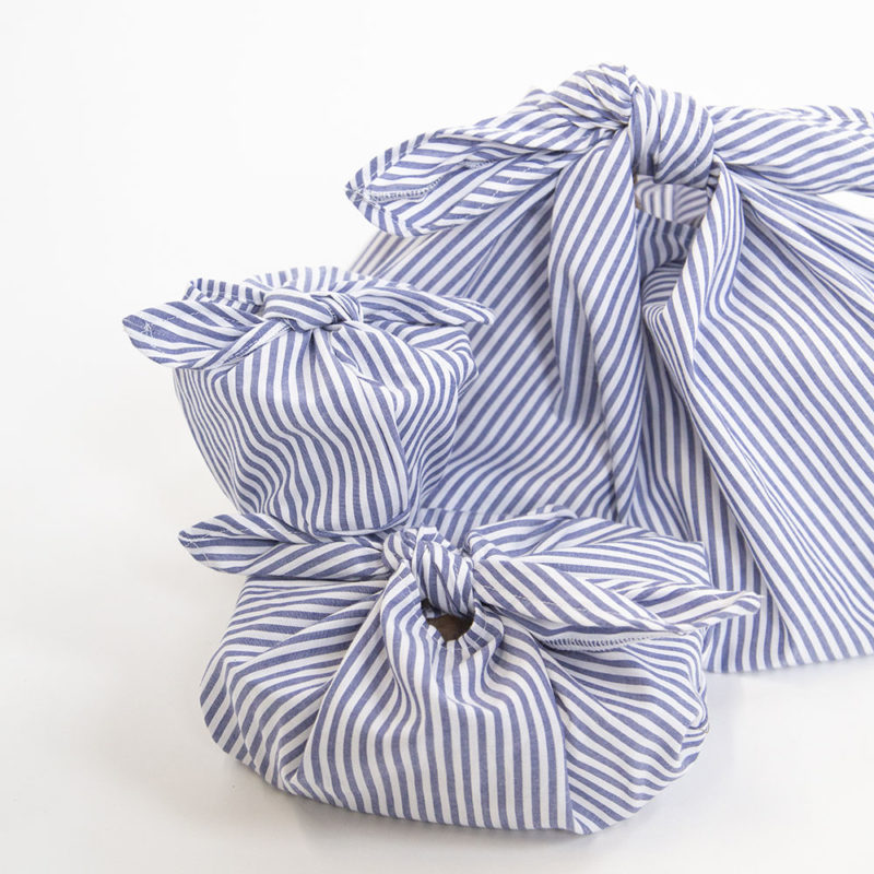 Blue & White Stripe Lunch Bag Trio