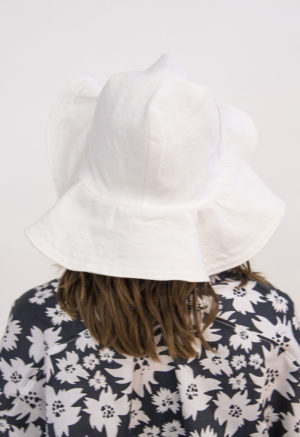 Back view of straight size model wearing White Sun Hat.