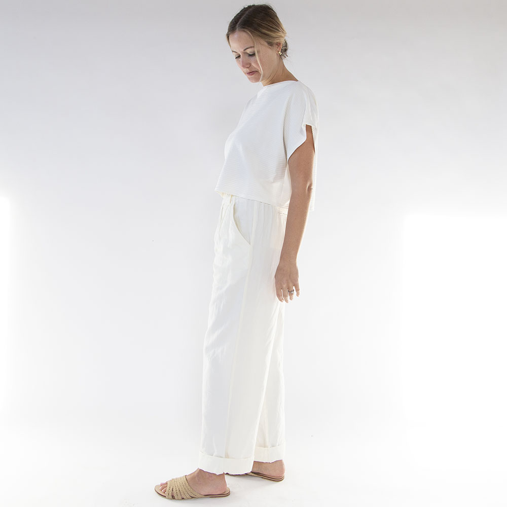 Cropped Rib Boatneck Top - Hackwith Design House