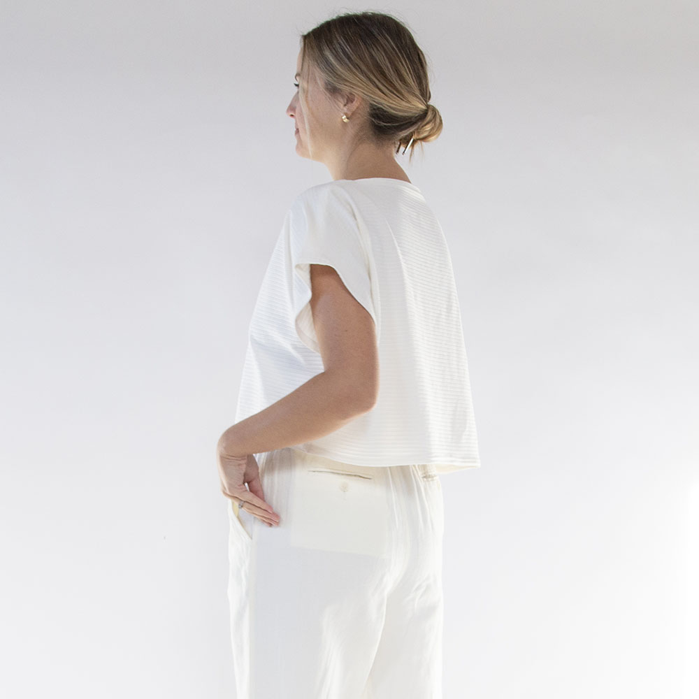 Cropped Rib Boatneck Top - Hackwith Design House