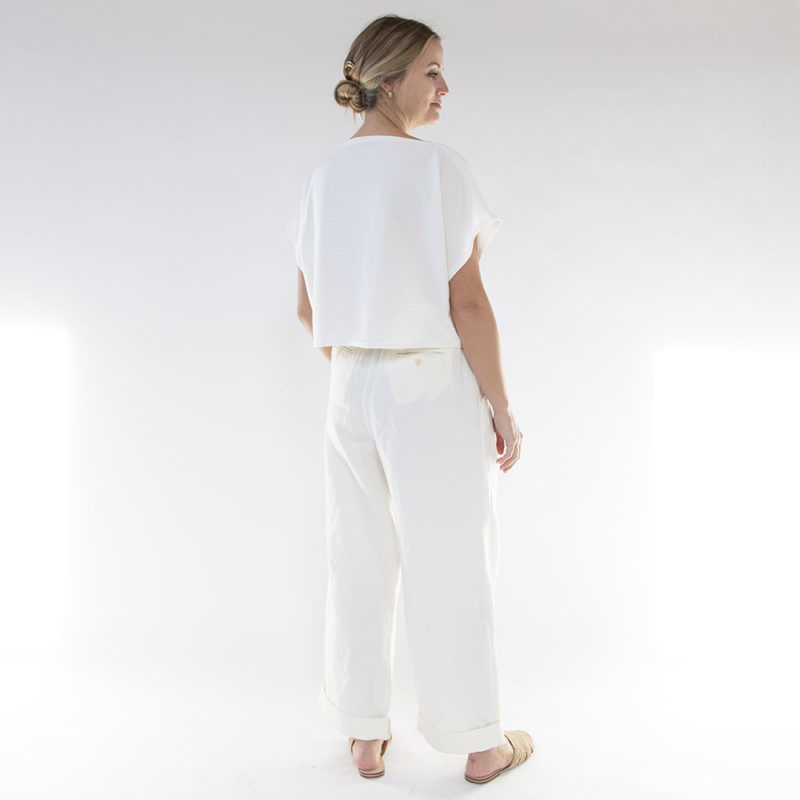 Cropped Rib Boatneck Top - Hackwith Design House