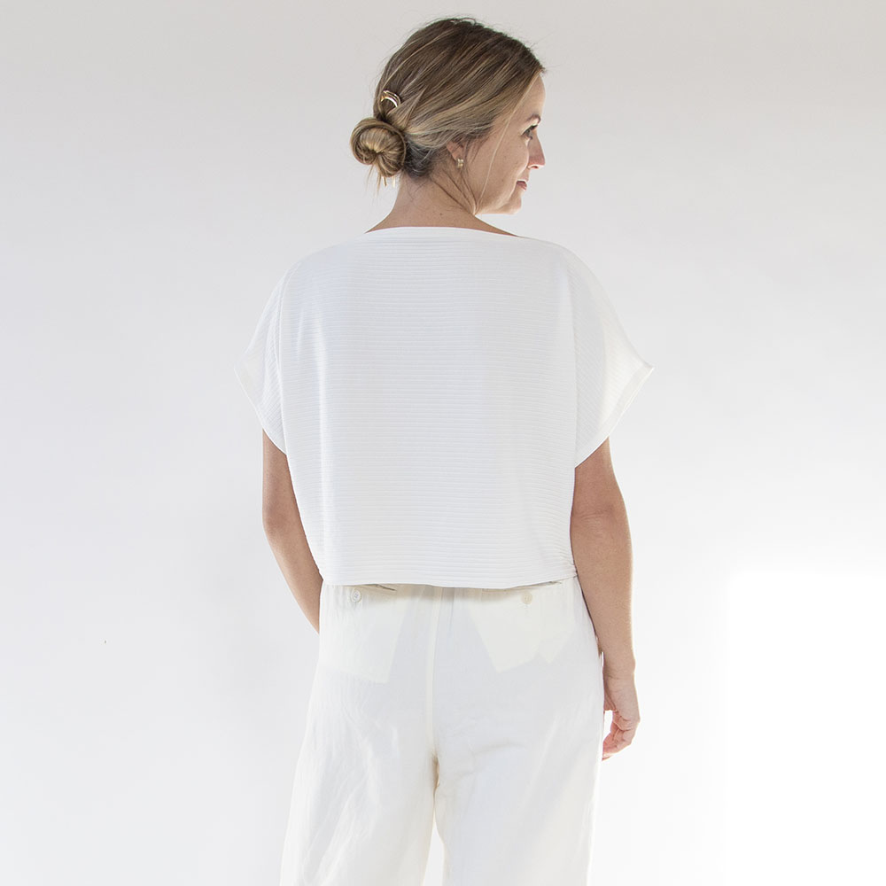 Cropped Rib Boatneck Top - Hackwith Design House