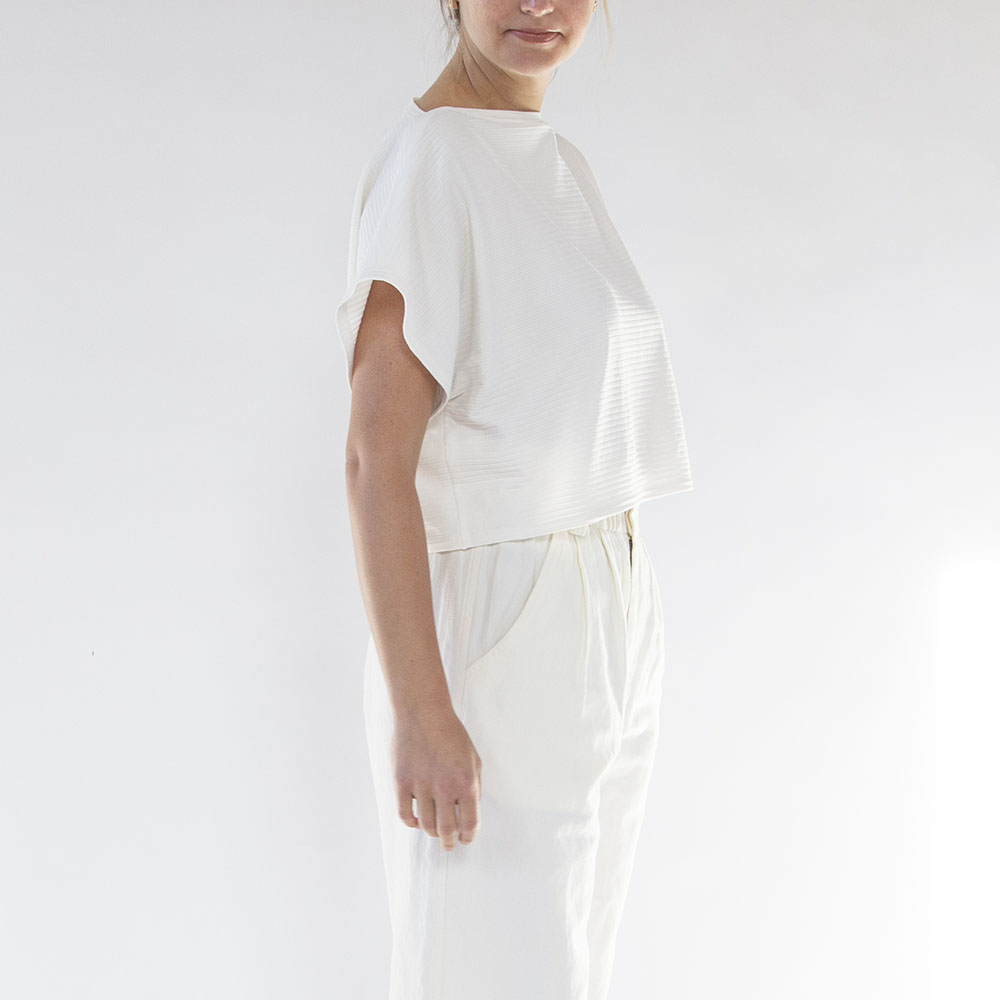 Cropped Rib Boatneck Top - Hackwith Design House