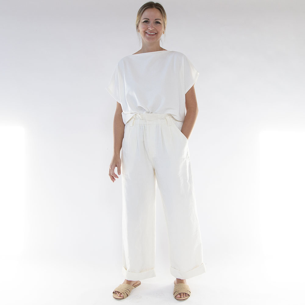Cropped Rib Boatneck Top - Hackwith Design House