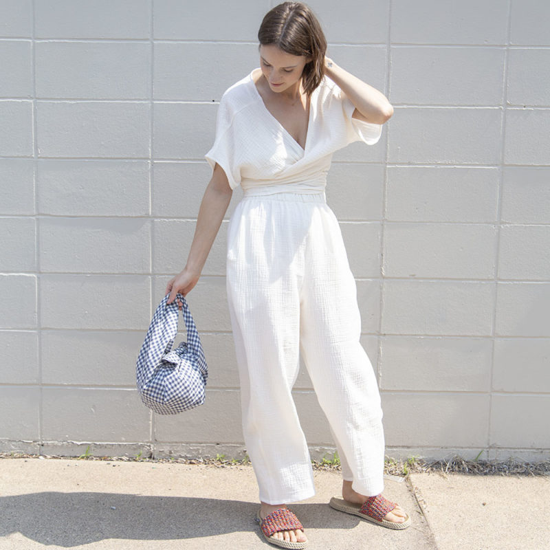 Chic Beige Jumpsuit - Short Sleeve Jumpsuit - Tie-Front Jumpsuit