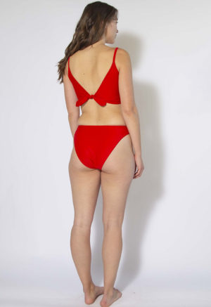 Back view of straight size model wearing Valentine High Rise Bikini Bottoms.