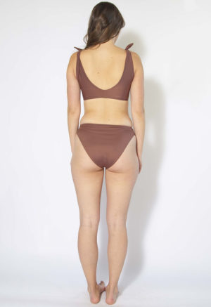 Back view of straight size model wearing Chestnut High Rise Bikini Bottoms.