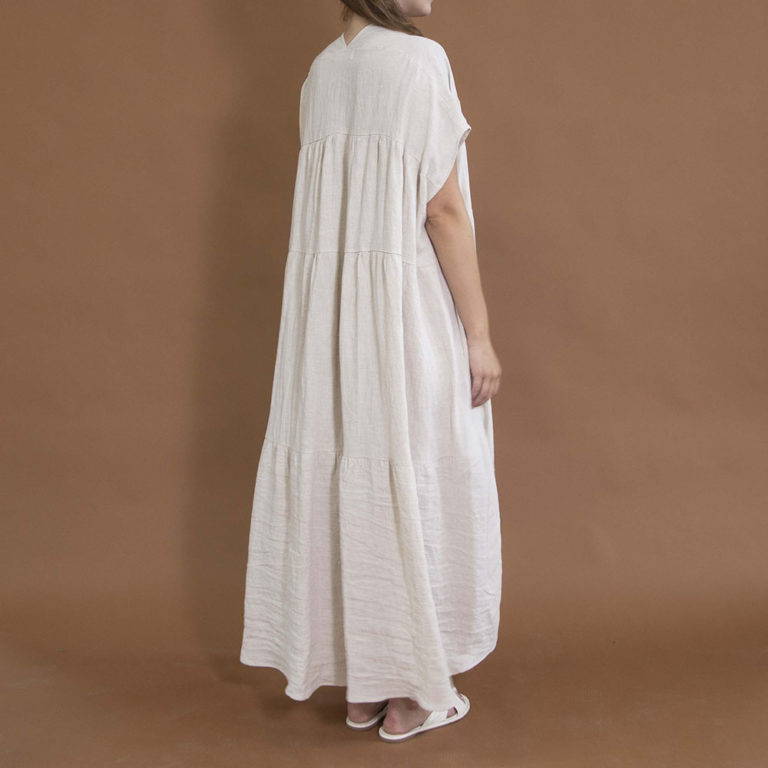V-Neck Maxi Dress with Waist Cut-Outs and Tiered Skirt main image 0