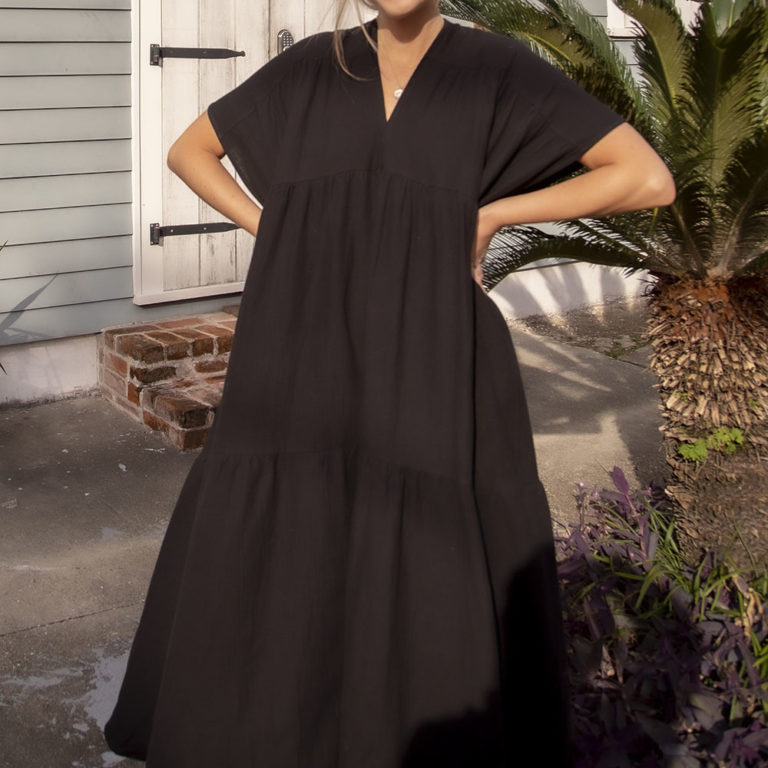 Double Take V-Neck Flounce Sleeve Tiered Dress