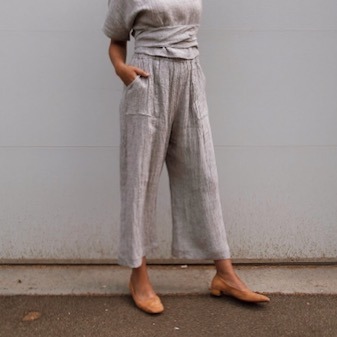 Front view of straight size model wearing Light Gray Easy Wide-Leg Pant.