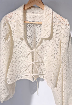 Front view of Cream Eyelet Limited Edition Beverly Top.