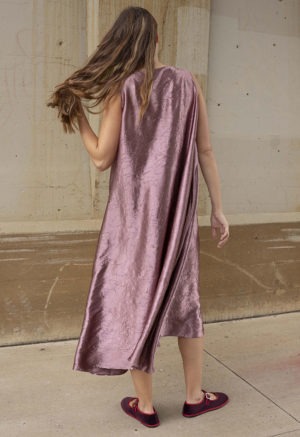 woman in shimmery boatneck tank dress