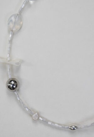 white silver and pearl necklace