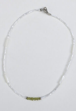 white and green necklace