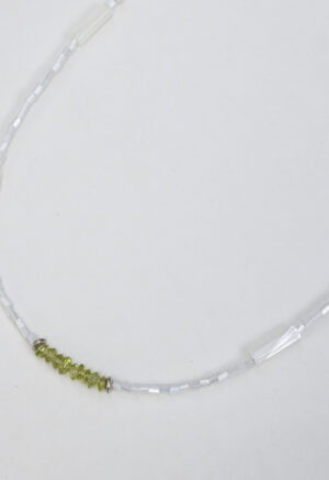 white and green necklace