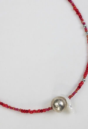red silver and pearl necklace