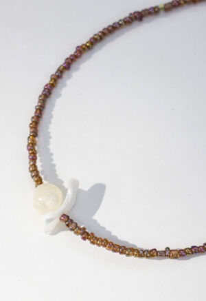 brown and white shell necklace