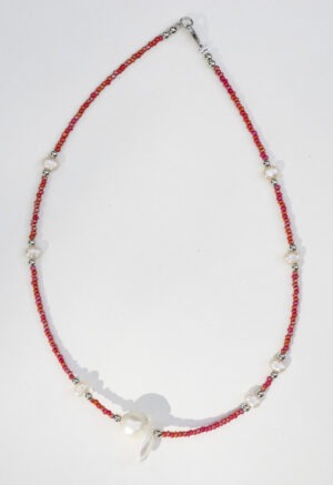 red and pearl necklace