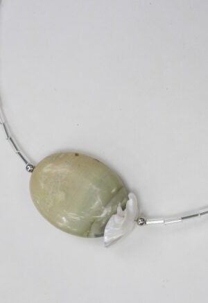 long silver and rock necklace